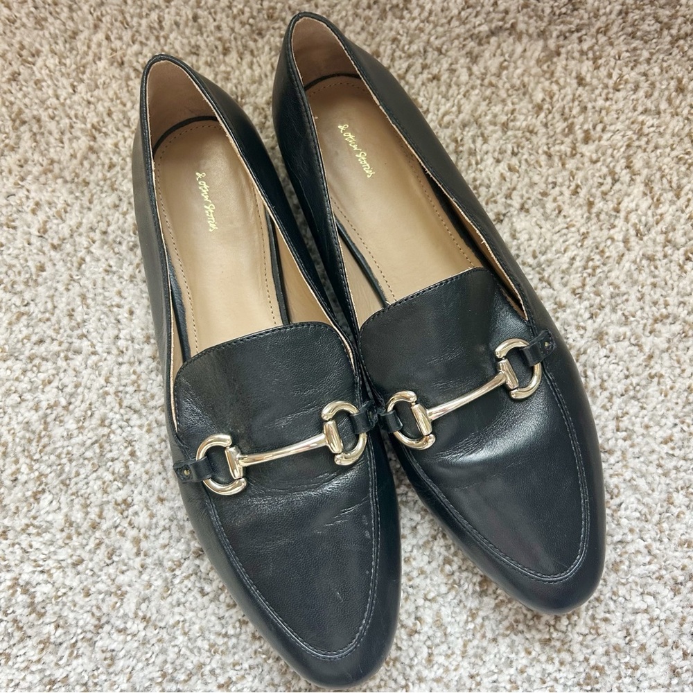 And Other Stories Gold Snaffle Bit Leather Loafers Black Size 10 Equestrian